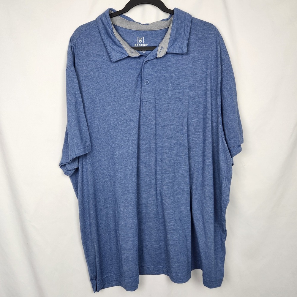 George Mens‎ 3XL 54-56 Blue Short Sleeve Polo Shirt Soft Lightweight